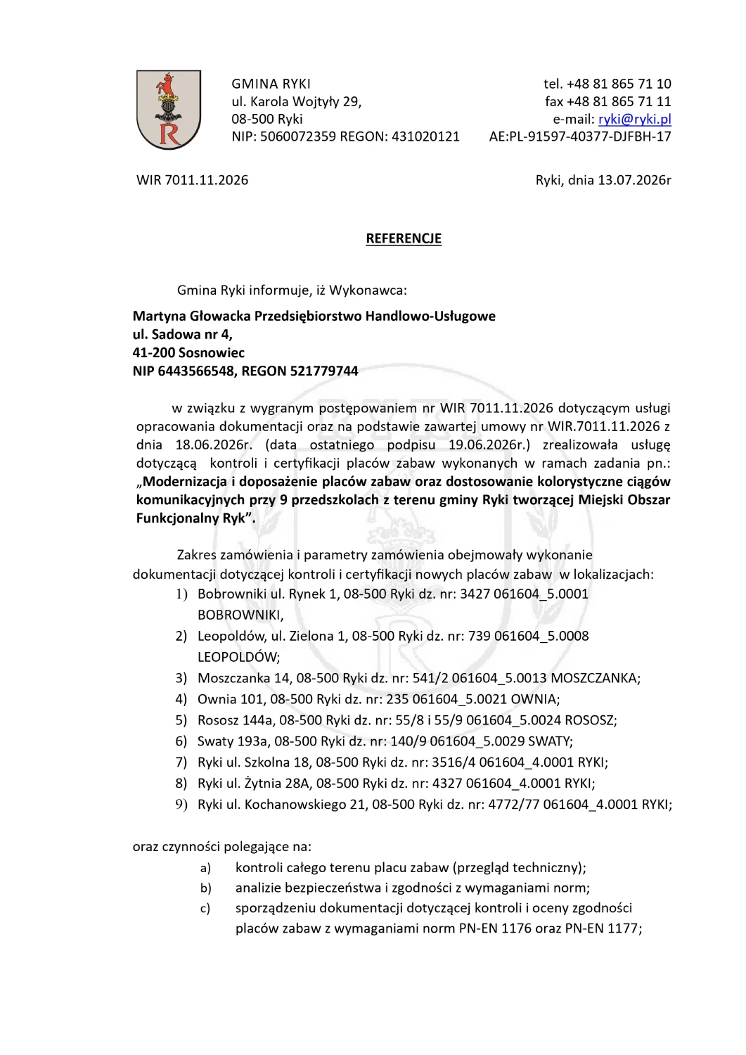 Gmina Ryki referencje